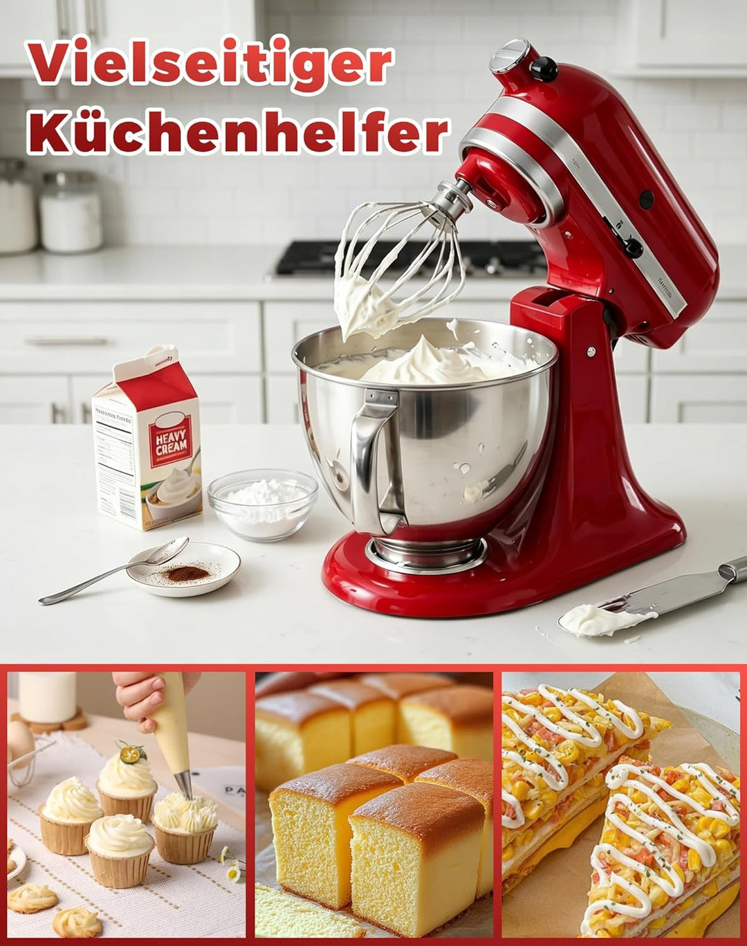 6-Draht Schneebesen für KitchenAid 4.5-5QT Kippkopf-Mixer – Edelstahl Ersatz für K45WW, K45, KSM75,