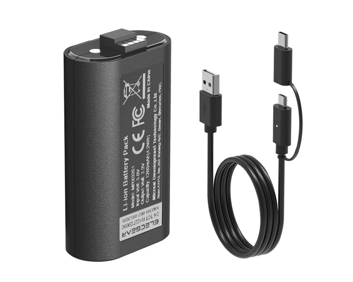ElecGear Wiederaufladbare Lithium Ionen Akku für Xbox Controller, 1200mAh Li-Ion Batterien für Xbox