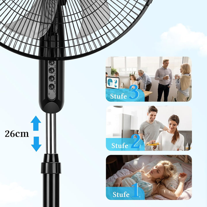 Taylor Swoden Standventilator Leise, 7 Flügel, 3 Geschwindigkeitsstufen, 50w Hoher Luftdurchsatz Osz