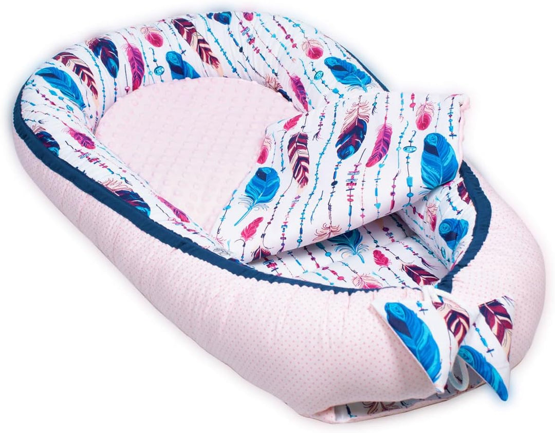 PaLulli 3-TLG Baby Ausstattung-Set Kuschelnest Babynest 95x55cm Baby-Matratze Kuscheldecke Babybett