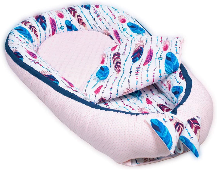 PaLulli 3-TLG Baby Ausstattung-Set Kuschelnest Babynest 95x55cm Baby-Matratze Kuscheldecke Babybett