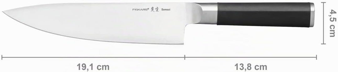 Fiskars Messer-Set, Sensei, 5-teilig, Kochmesser, Brotmesser, Santoku-Messer, Gemüsemesser, Schälmes