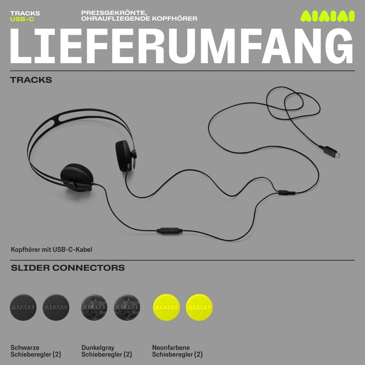 AIAIAI Tracks 2.0 USB-C Kopfhörer – Leichter On-Ear Kopfhörer mit Titan-beschichteten Treibern (Trac