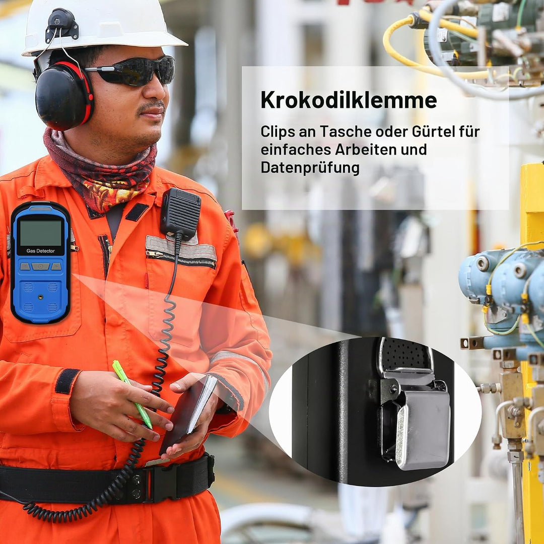 Gaslecksuchgerät für H2S CO O2 und LEL, tragbarer Multi-Gasmelder Gasdetektor mit akustischen, visue
