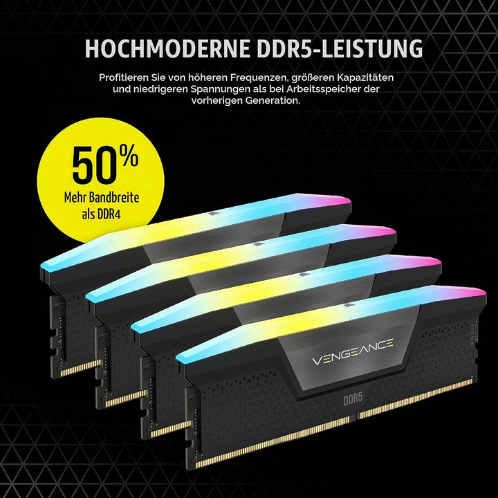 Corsair VENGEANCE RGB DDR5 RAM 64GB (4x16GB) 6600MHz CL32 Intel XMP iCUE Kompatibel Computer Speiche