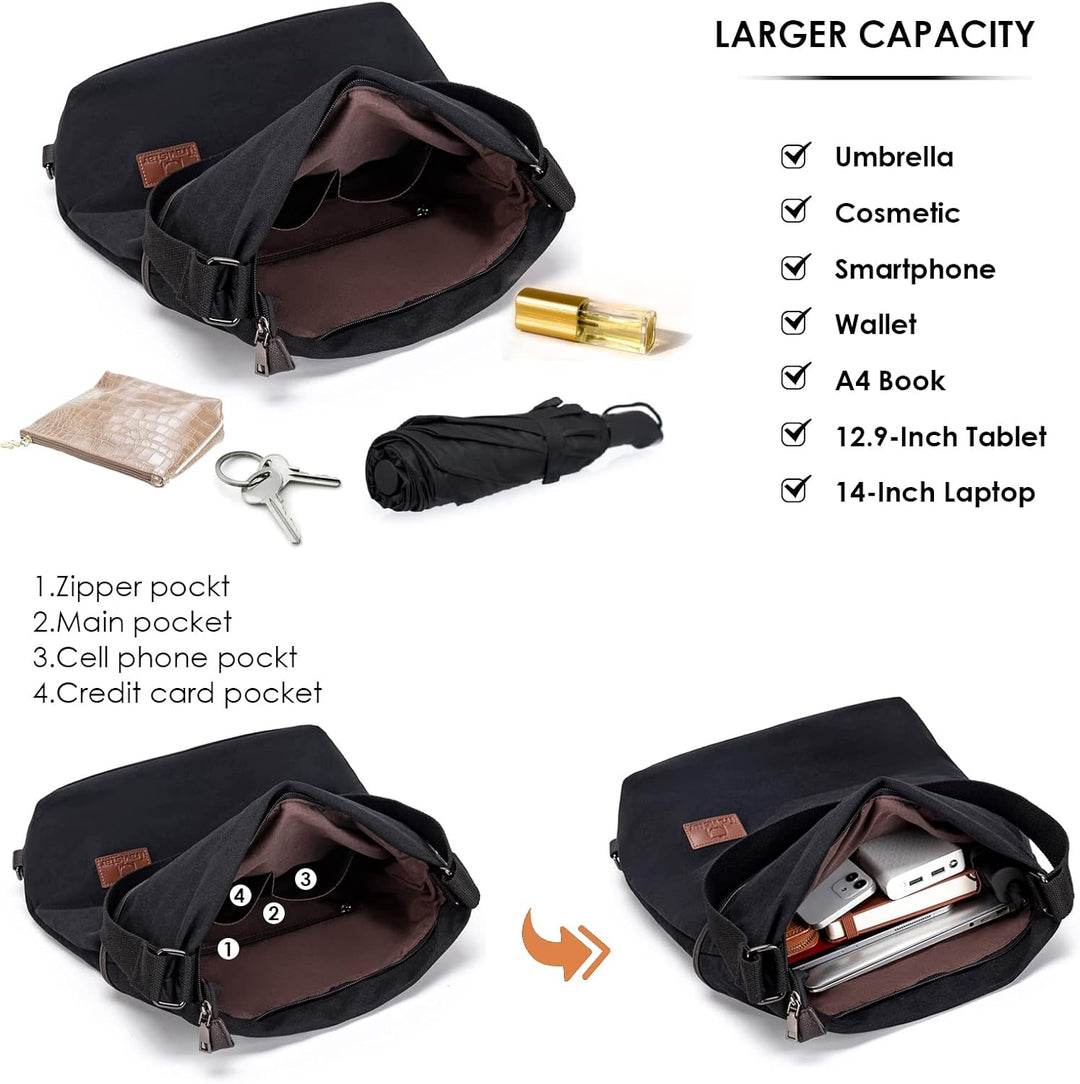 Travistar Damen Canvas Schultertasche Rucksack Gross Handtasche Vintage Damen umhängetasche Anti Die