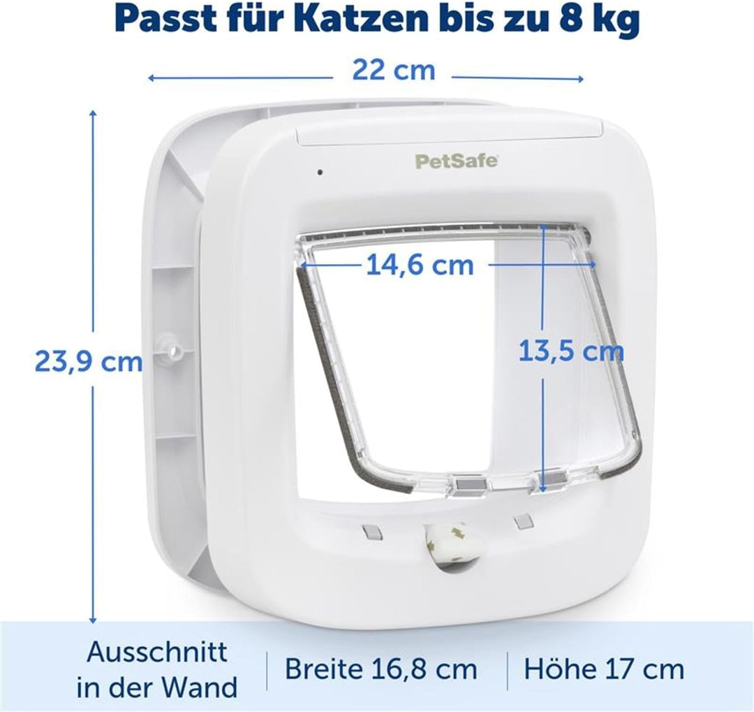 PetSafe Mikrochip-Katzenklappe, batteriebetriebene Haustierklappe, 4-Wege-Verriegelung und einfache
