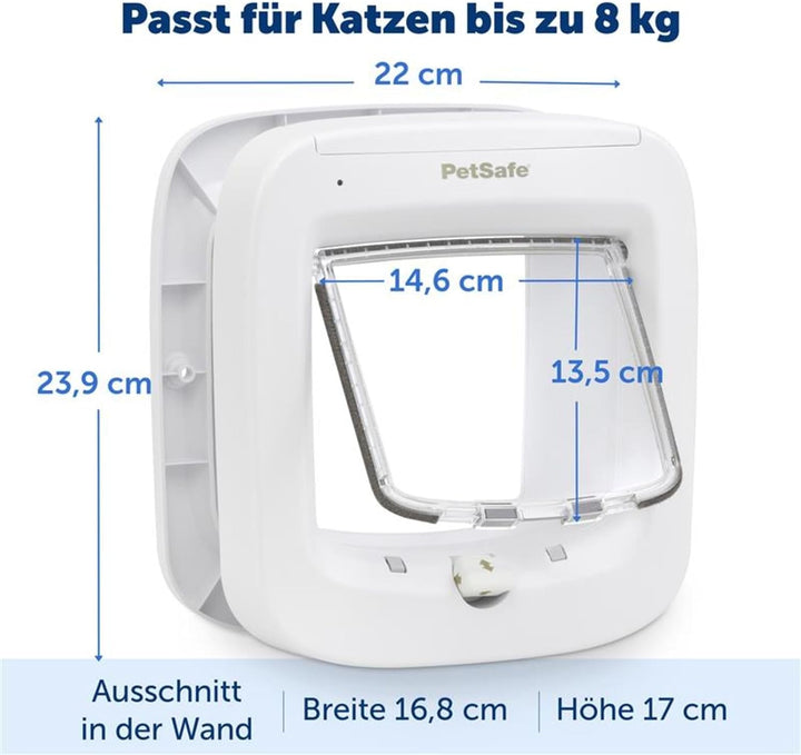 PetSafe Mikrochip-Katzenklappe, batteriebetriebene Haustierklappe, 4-Wege-Verriegelung und einfache