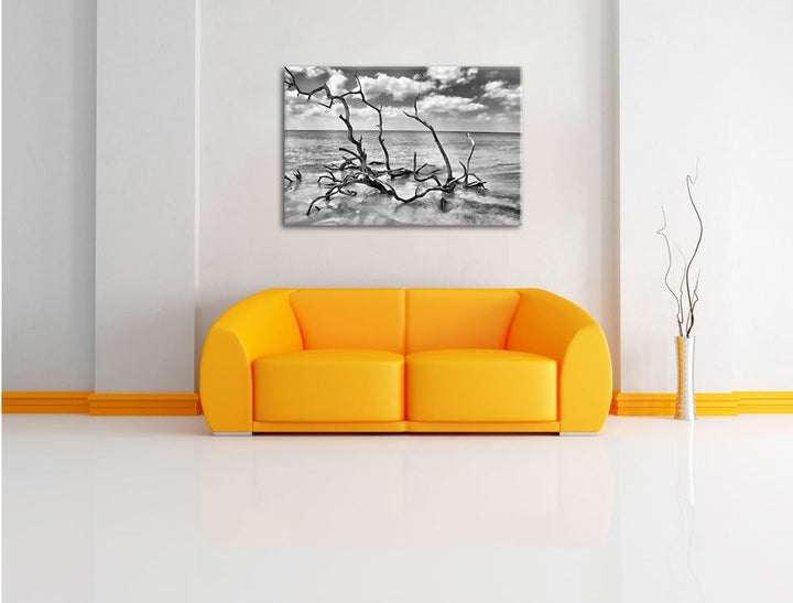 Pixxprint Monocrome, Strand Meer Havanna Kuba, Format: 100x70 auf Leinwand, 100x70