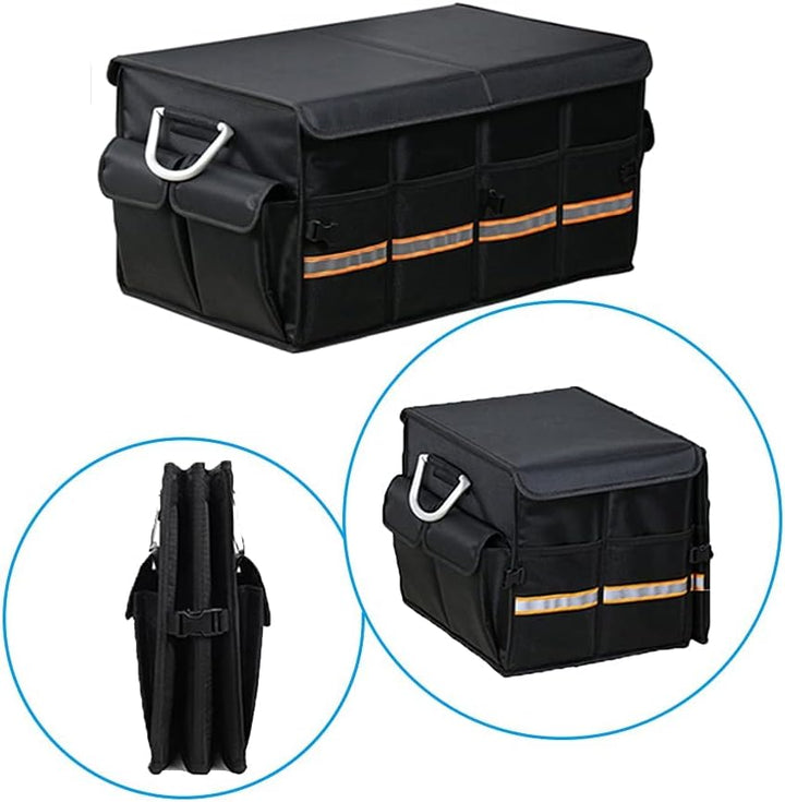 YUOCT L 60cm Kofferraum Organizer & Deckel Robuste, Zusammenklappbare Kofferraum Organizer Box Mit M