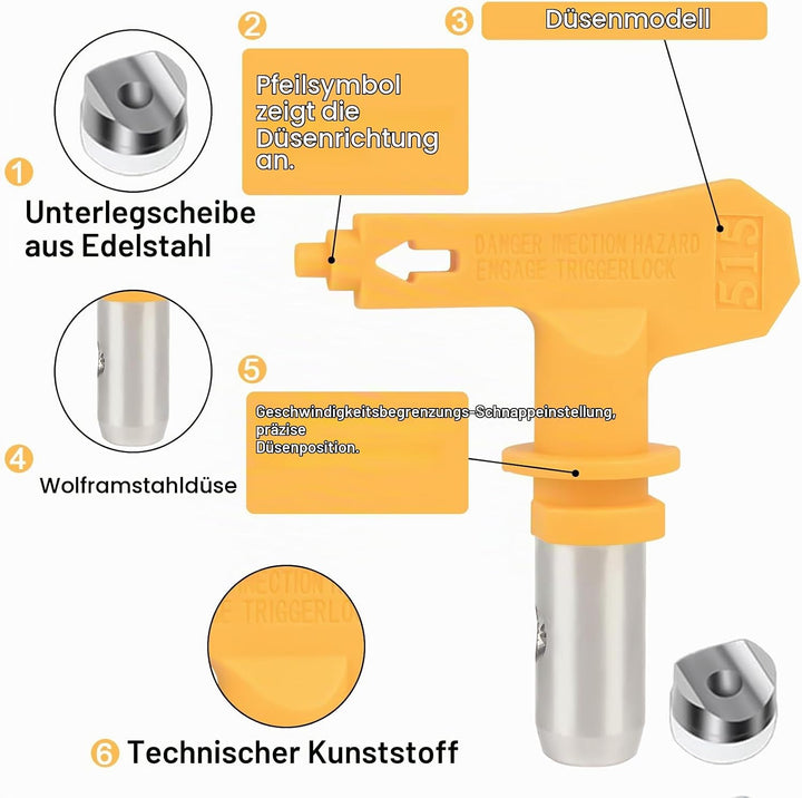 Airless Düse mit Spitzendichtung, Reversible Sprühspitzen, Düsenspitzen für Airless-Farbspritzgeräte