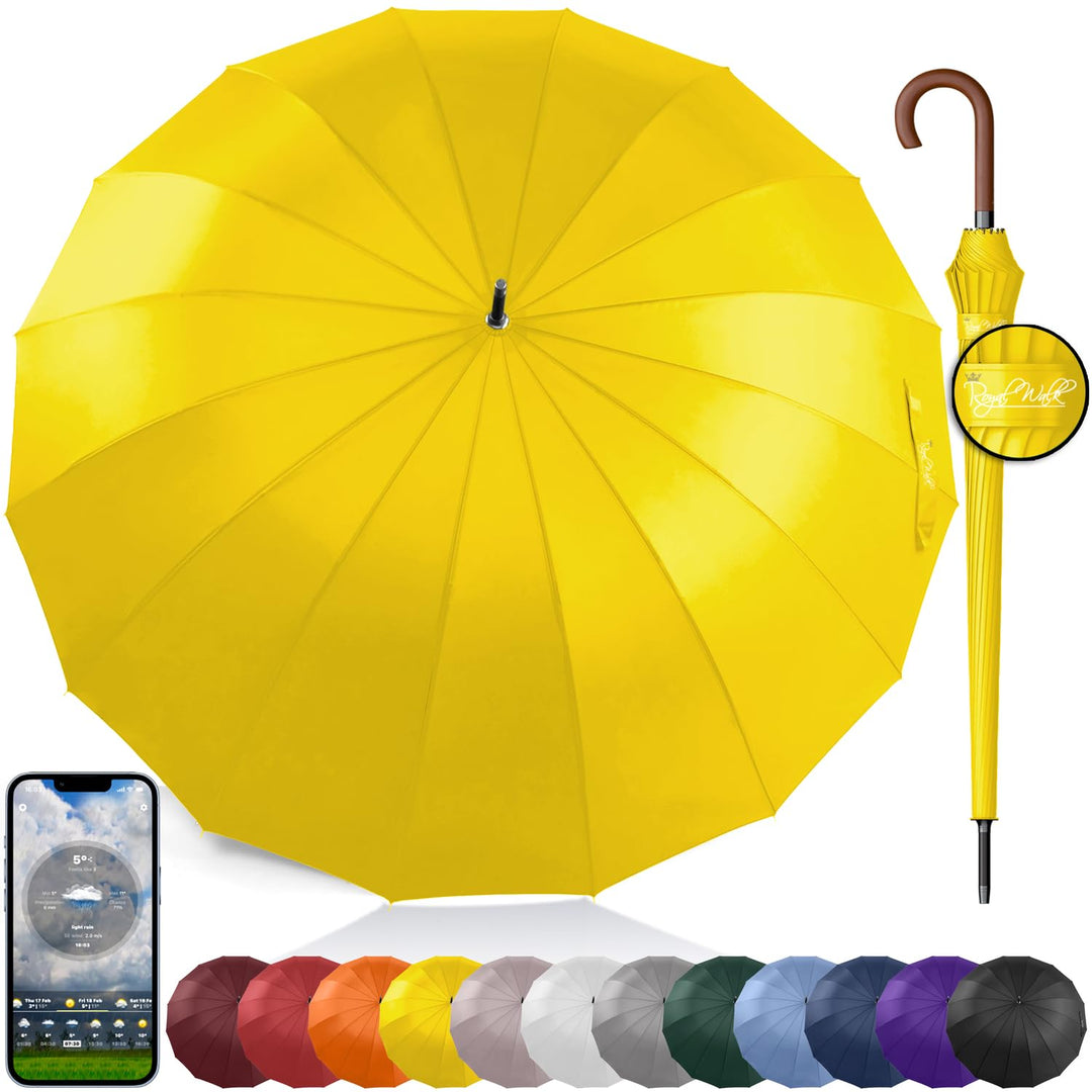 Royal Walk Gross XXL 54 inch Automatik Reise Golf Regenschirm für Damen und Herren Sturmfest Windsic