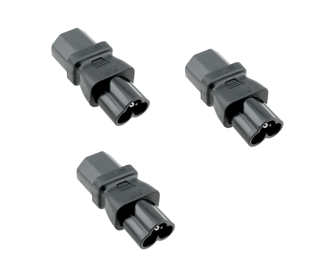 DINIC Stromadapter, Netzadapter C13 Kaltgerätestecker auf C6 Buchse, Adapter (3 Stück, schwarz) 3 St