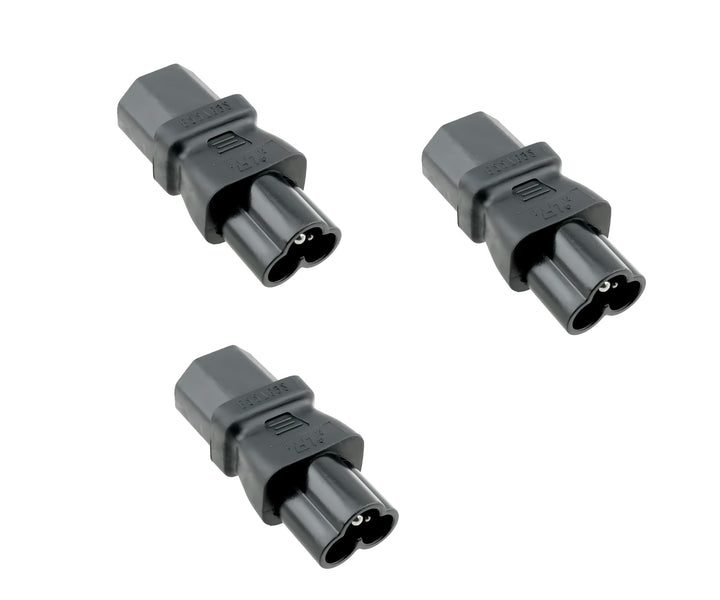 DINIC Stromadapter, Netzadapter C13 Kaltgerätestecker auf C6 Buchse, Adapter (3 Stück, schwarz) 3 St