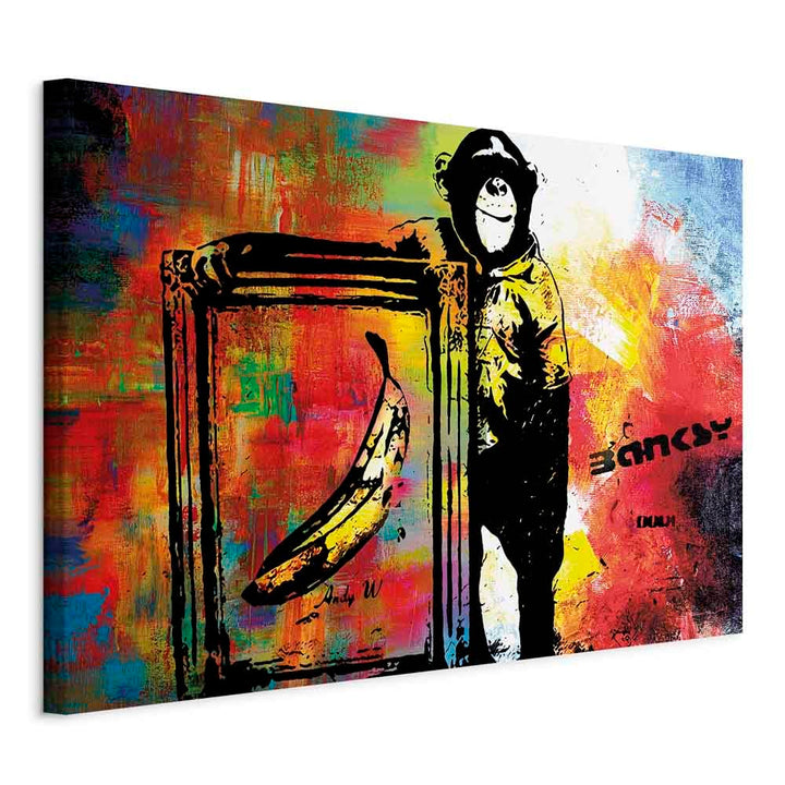 murando Akustikbild Banksy Monkey Frame Bilder Akustikschaum Hochleistungsschallabsorber Schallschut