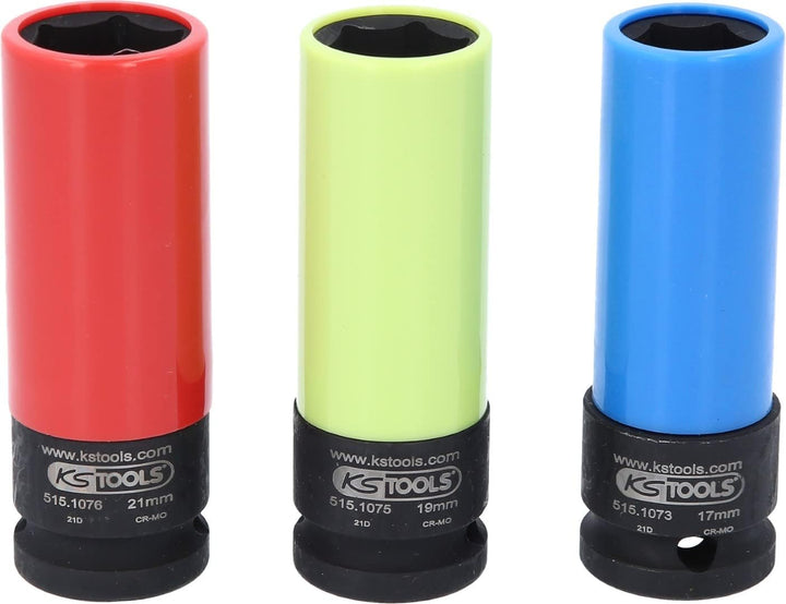 KS Tools 515.1070 1/2" Alu-Felgen Kraft-Stecknuss-Satz robust, 3-tlg.