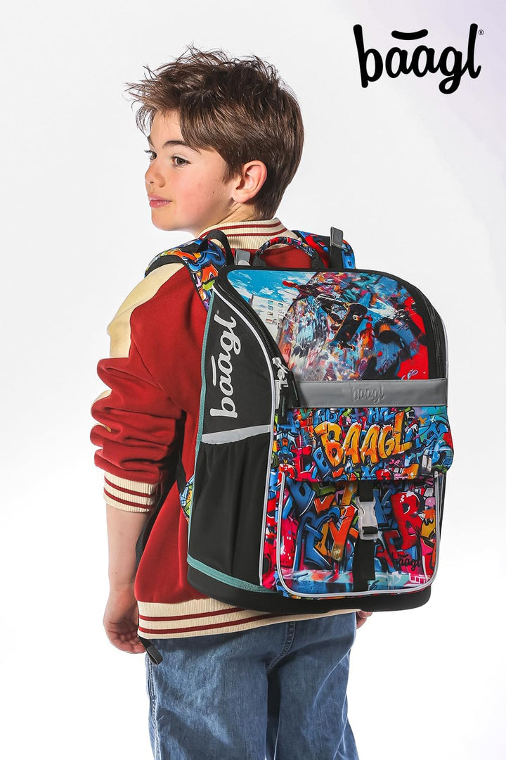 Baagl Schulranzen Jungen Mädchen Set 5 Teilig (Zippy Schultasche für 1. Klasse, Mäppchen, Turnbeutel