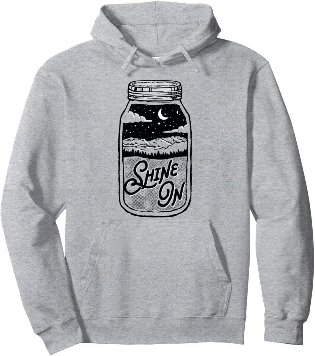 Shine On! Moonshine Lover Jar Design Moon & Mountains Pullover Hoodie