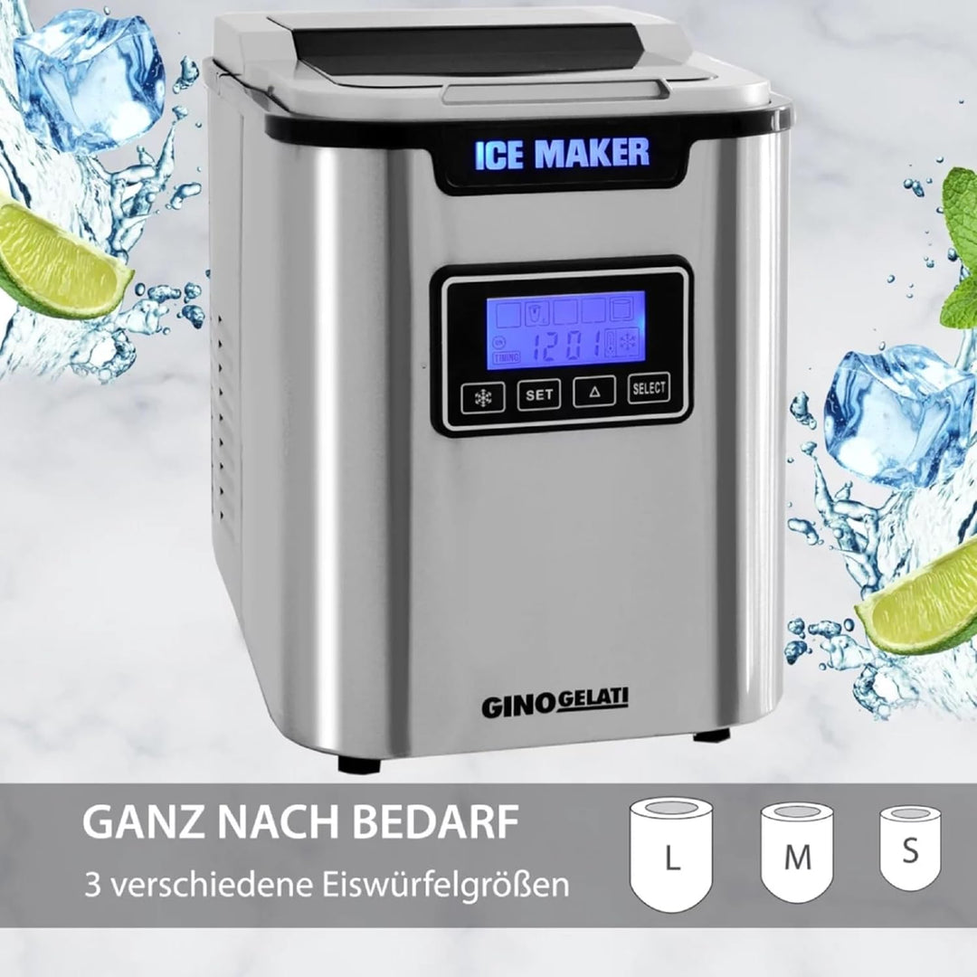 Syntrox Edelstahl Eiswürfelmaschine Silonax (LCD Display), Eiswürfelautomat, Eiswürfel in Minuten, E