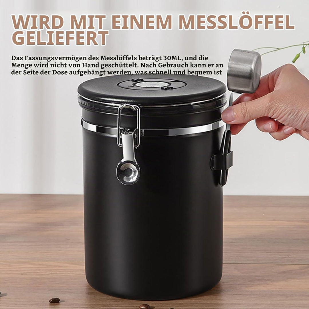 ZONJIE Kaffeekanister Luftdicht 2,8L Kaffeebohnen Behälter aus Edelstahl, 1 kg Bohnen Vakuum-Kaffeed