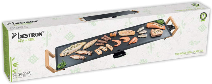 Bestron elektrischer Tischgrill, XXL Teppanyaki Grillplatte im Asia Design, Grillspass für 8 Persone