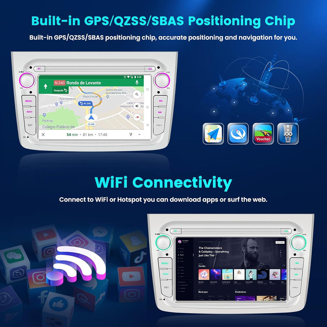 Hikity Android 15 Autoradio für Alfa Romeo MiTo 2008-2016 7 Zoll CarPlay | 2G+64G, ASP, Wireless Car