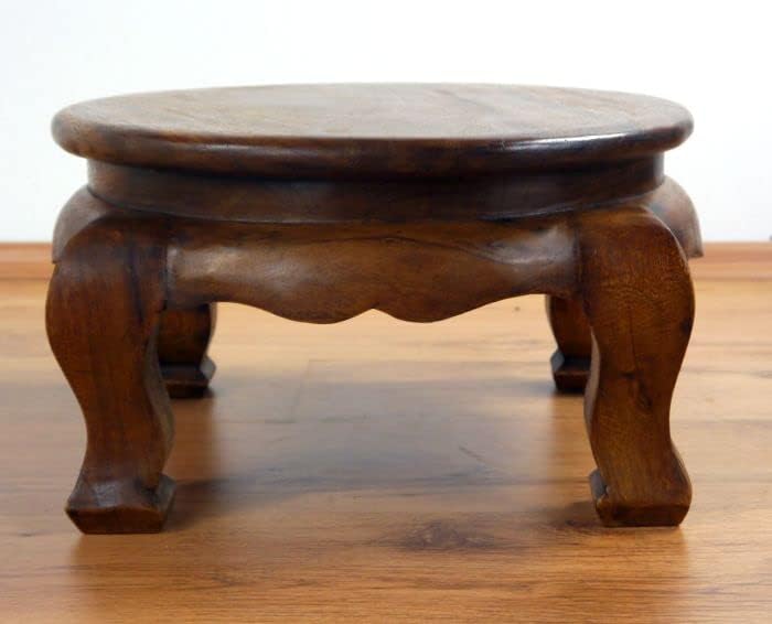 livasia Runder Opiumtisch, Beistelltisch aus Massivholz, Couchtisch, Nachttisch Braun 40cm, Braun 40