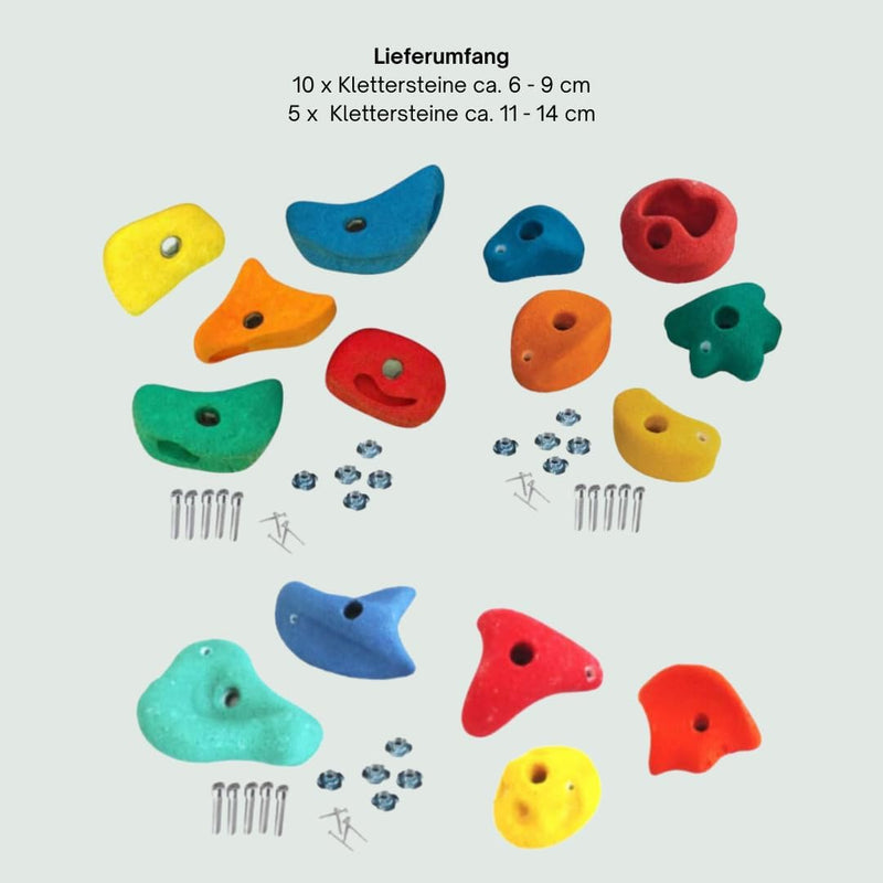 h2i Klettergriffe Kinder & Erwachsene | Klettersteine inkl. Befestigungsmaterial | Bunte Bouldergrif