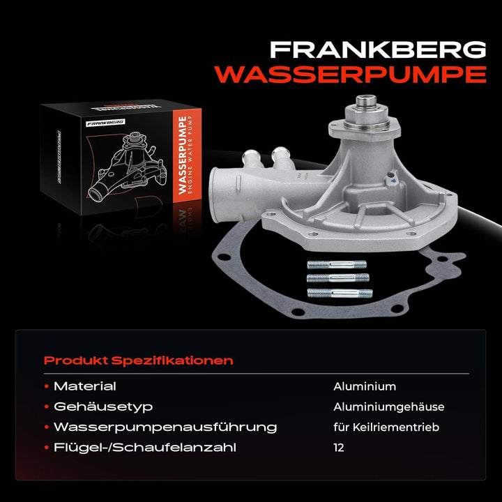 Frankberg Wasserpumpe Kompatibel mit XK8 Convertible X100 4.2L 2002-2006 Omega A 16 17 19 2.6L 3.0L