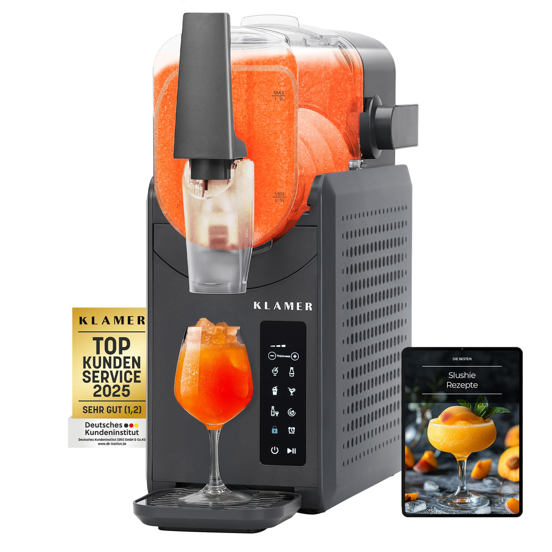 KLAMER Slush Maschine, mit 5 smarten Programmen: Slushie, Cocktail, Milchshake, Frappé, Wein, Automa