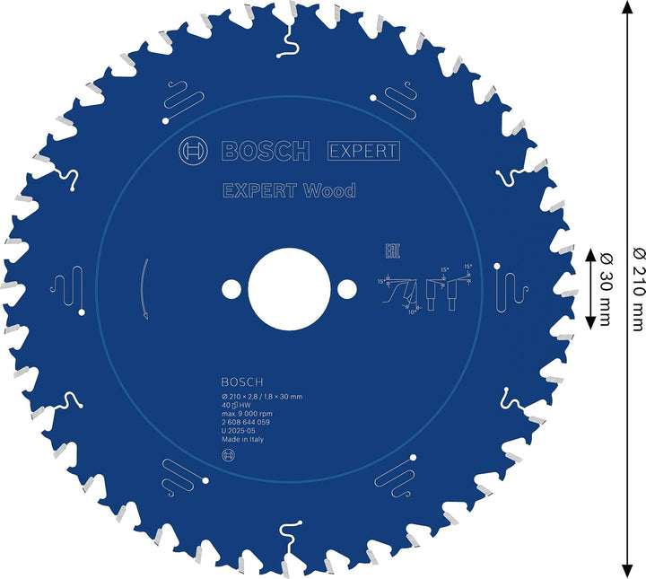 Bosch Professional 1x Kreissägeblatt Expert for Wood (Holz, Sägeblatt Ø 210 x 30 x 2,4 mm, 40 Zähne,