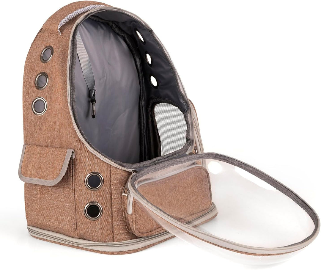 Haustier Rucksäcke Tragetasche Katzenrucksack Hunderucksack Für Reisen, Braun 42 × 34 × 27 cm Braun,