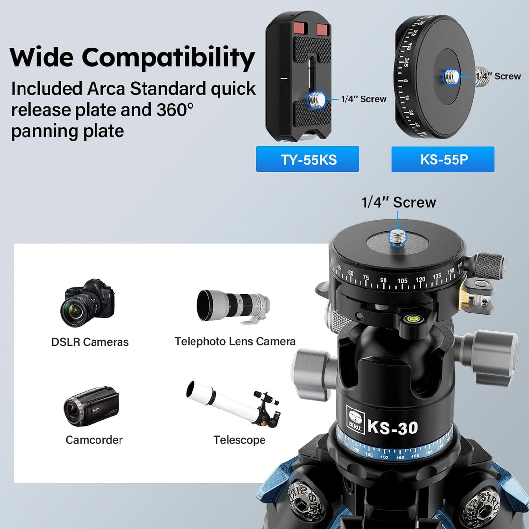 SIRUI 130cm Carbon Reisestativ AM-284 Fotostativ, Kompaktes Professionelles Stativ Kamera mit KS-30