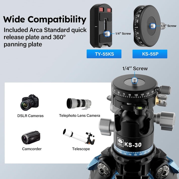 SIRUI 130cm Carbon Reisestativ AM-284 Fotostativ, Kompaktes Professionelles Stativ Kamera mit KS-30