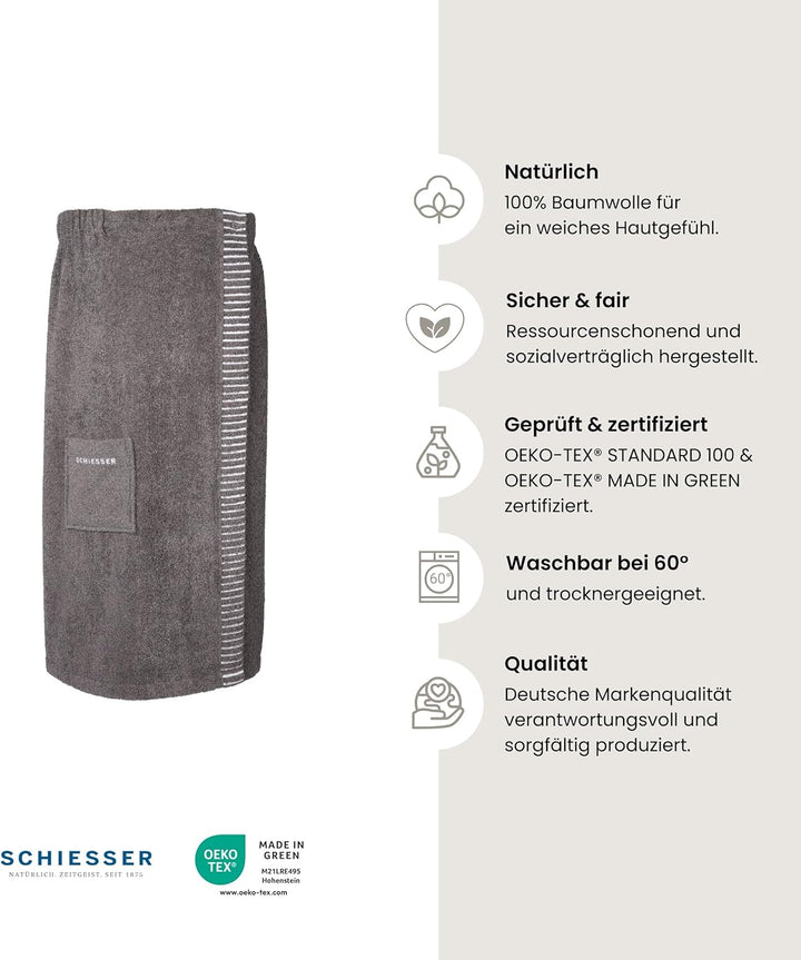 Schiesser Saunakilt Rom für Damen aus saugstarkem Baumwoll-Frottier (Grössen S - XXL), Made in Green