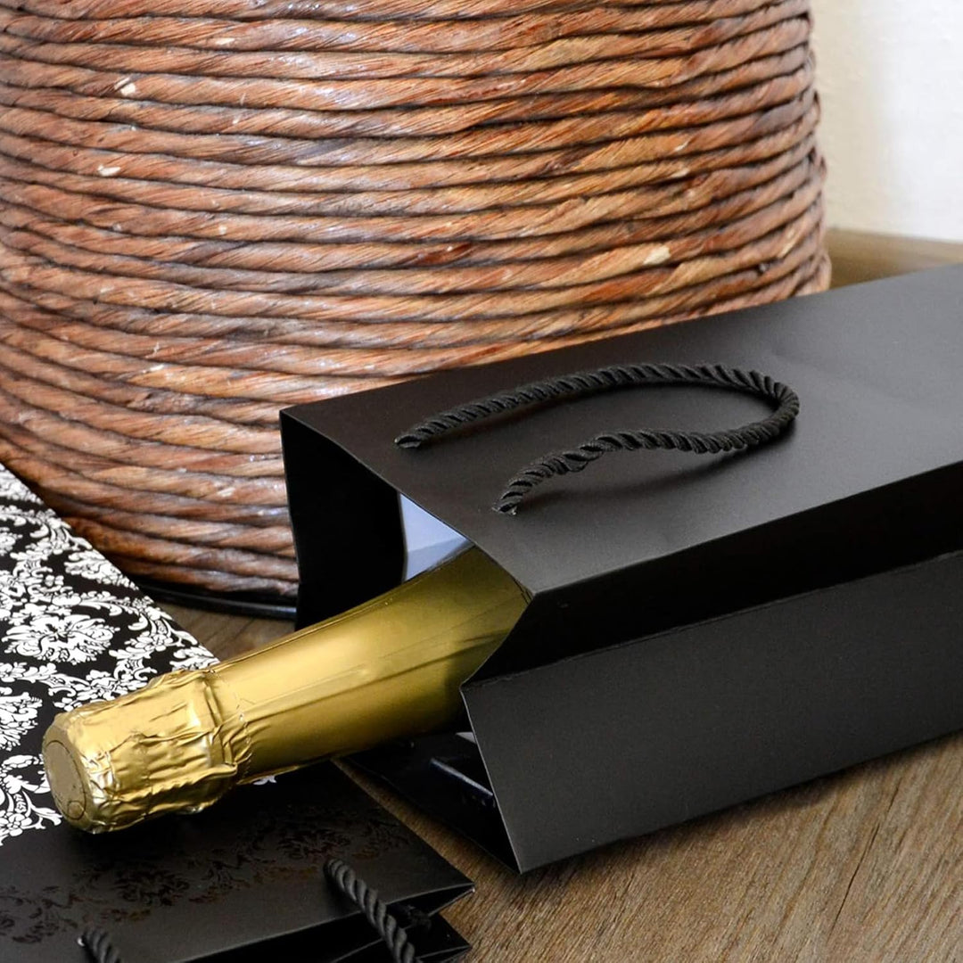 10 Flaschentüten Geschenktüten für Weingeschenke wie Wein Prosecco und Champagner Dunkelblau Gold, D