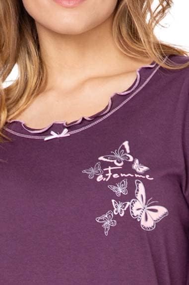e.FEMME® Damen Schlafanzug 259 aus Baumwolle und Modal 38 Aubergine, 38 Aubergine