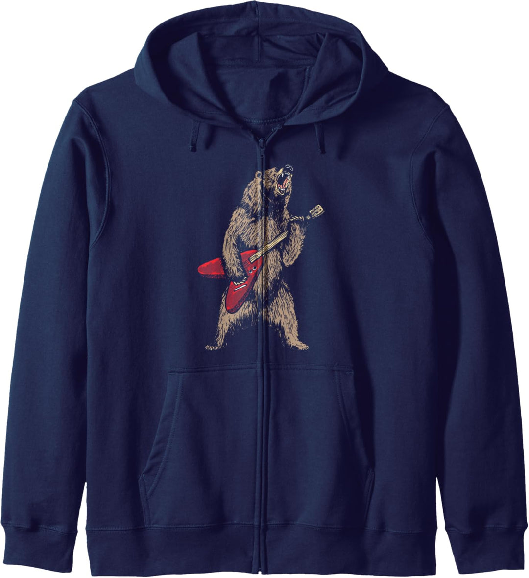 Roaring Grizzly Bear Sweet 80s Electric Guitar Graphic Kapuzenjacke