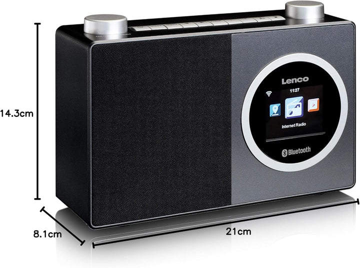 Lenco A003244 DIR 70 - tragbares Internetradio -DAB+Radio-RetroDigitalradio-WLAN-Bluetooth-2,4”Farbb