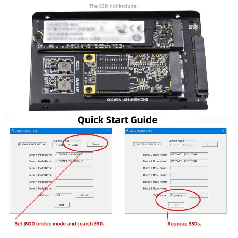 chenyang MSATA ＆ M.2 NGFF SATA SSD auf 2.5" SATA JBOD Raid0 Span Bridge HDD Disk Drive Gehäuse NGFF