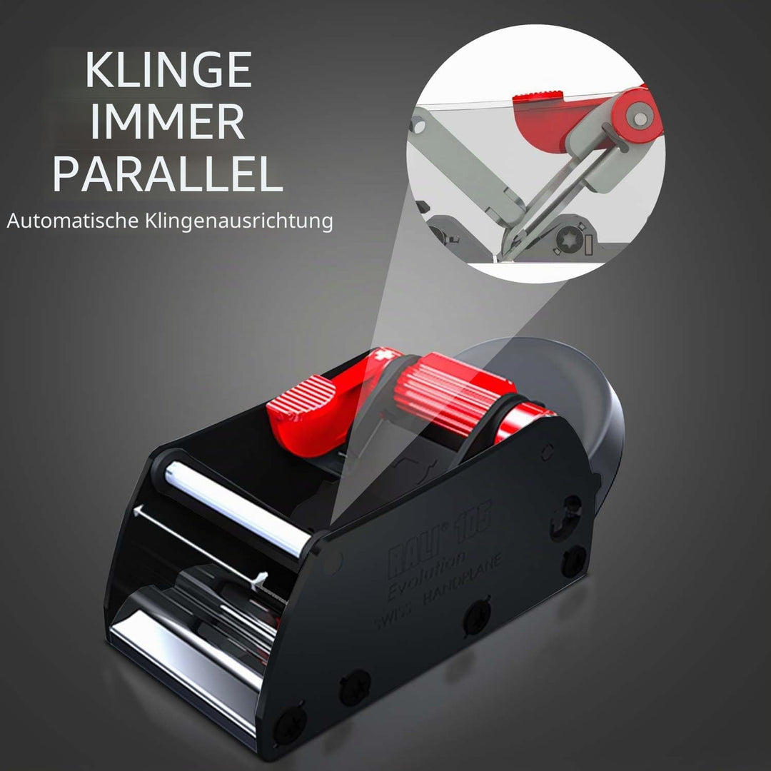 Hobel RALI 105 EVO B: Einhandhobel ohne Nachschärfen | Handhobel für Tischler | Einfache Einstellung
