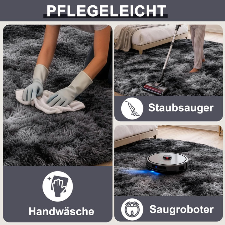 ROHATIM Schlafzimmer Plüsch Teppich Rund,Flauschiger Teppich für Wohnzimmer,modernes Wohnzimmer,Mädc