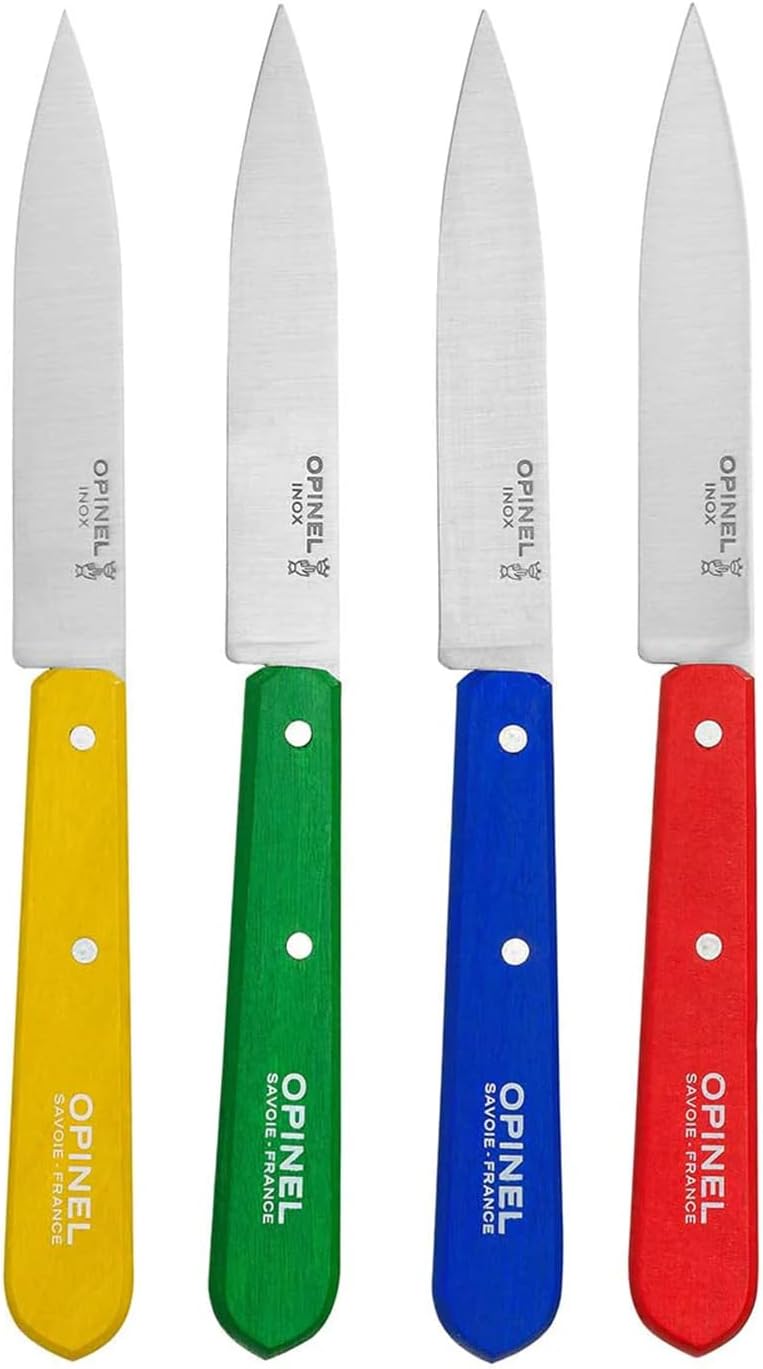 Opinel OP01233 Messerblock, BuchenholzOpinel Küchenmesser, Set mit 4 Messern,, Edelstahl, mehrfarbig