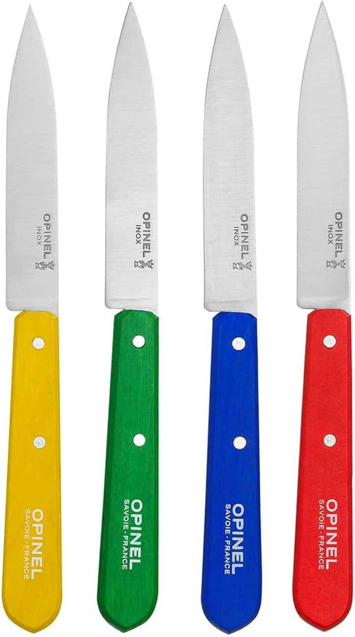 Opinel OP01233 Messerblock, BuchenholzOpinel Küchenmesser, Set mit 4 Messern,, Edelstahl, mehrfarbig