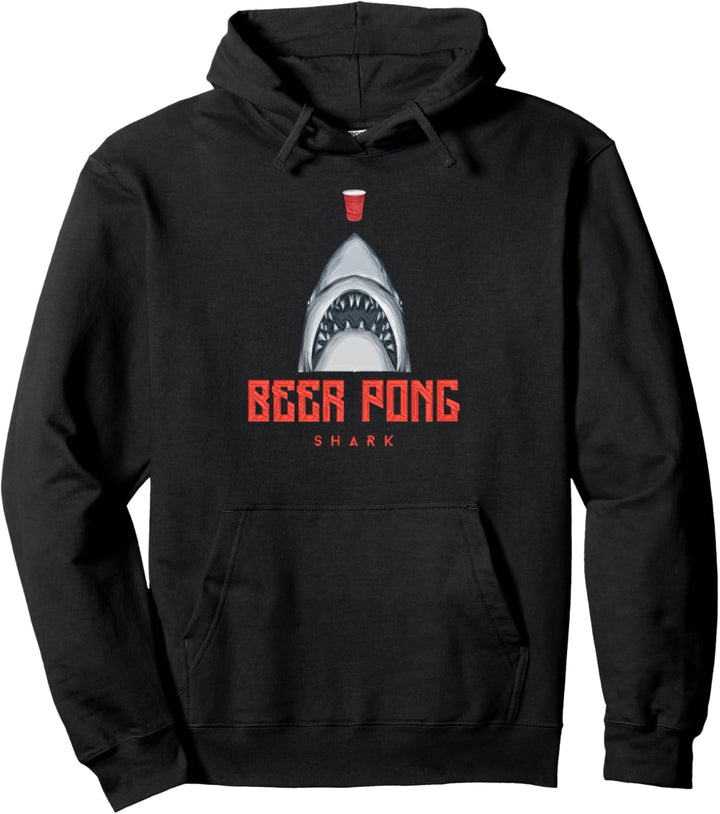 Beer Pong Bierpong Design Shark Hai Becher Trinkspiel lustig Pullover Hoodie