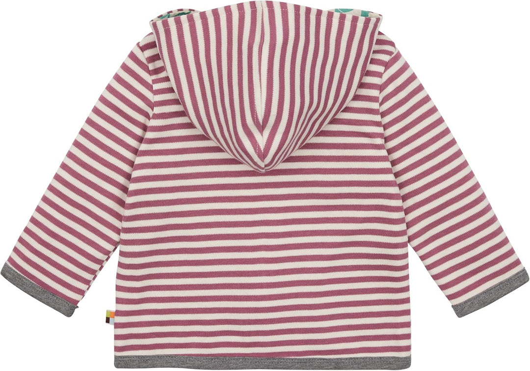 loud + proud Unisex Baby Ringel, GOTS Zertifiziert Wendejacke 50-56 Grape, 50-56 Grape