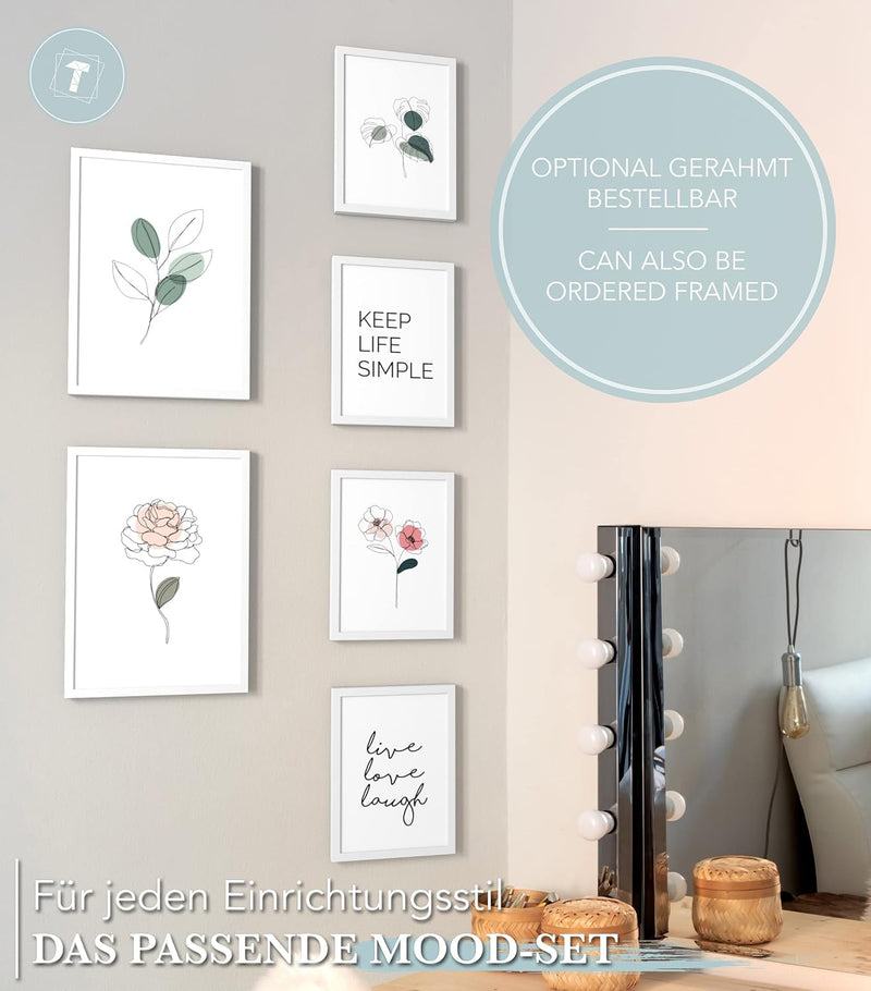 Papierschmiede® Mood Poster Set Little Green, Bilder Wohnzimmer Deko Schlafzimmer, 2x DIN A3 und 4x