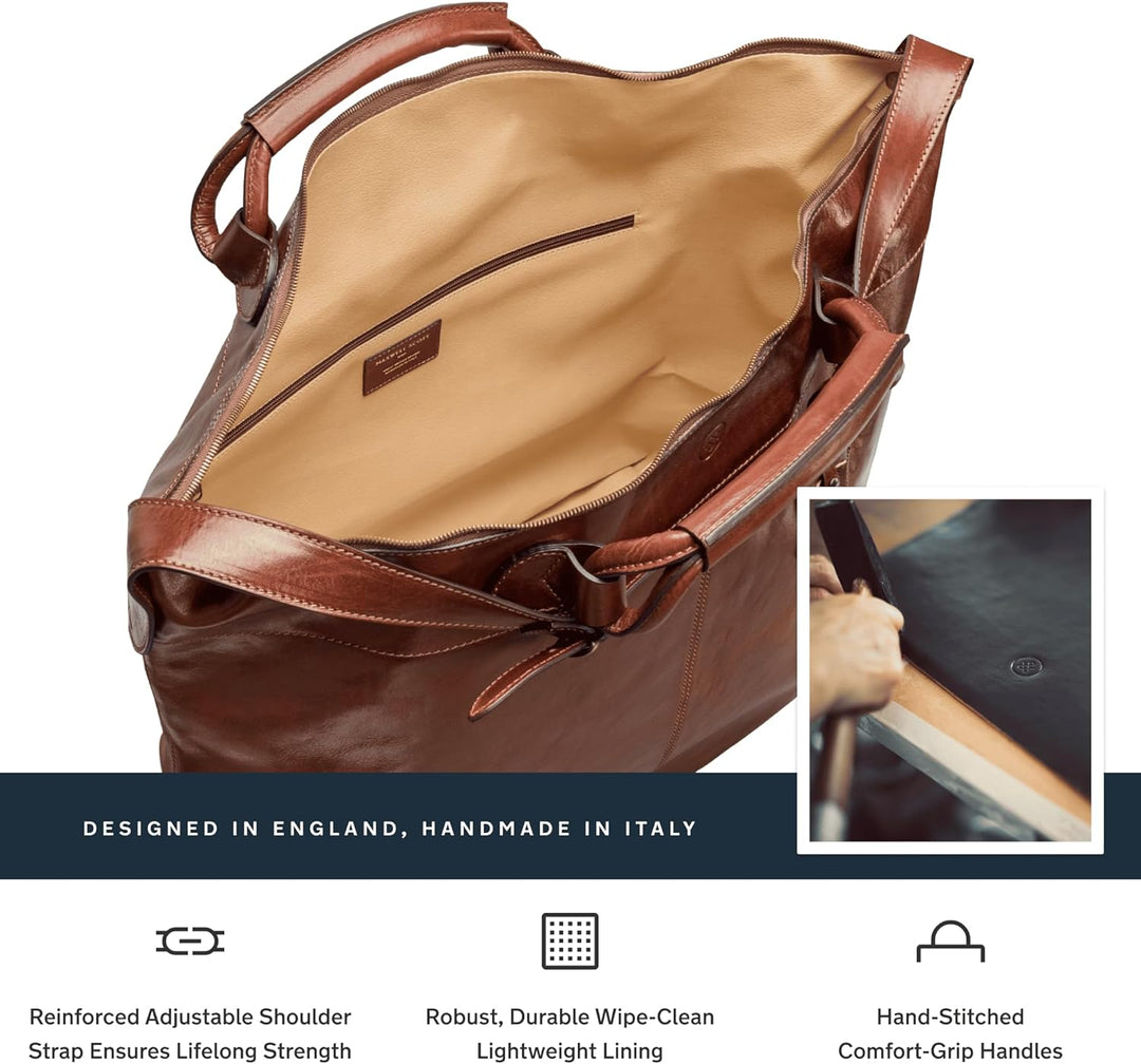 Maxwell-Scott Italienische Leder Reisetasche Fabrizio in Cognac Braun, Cognac Braun