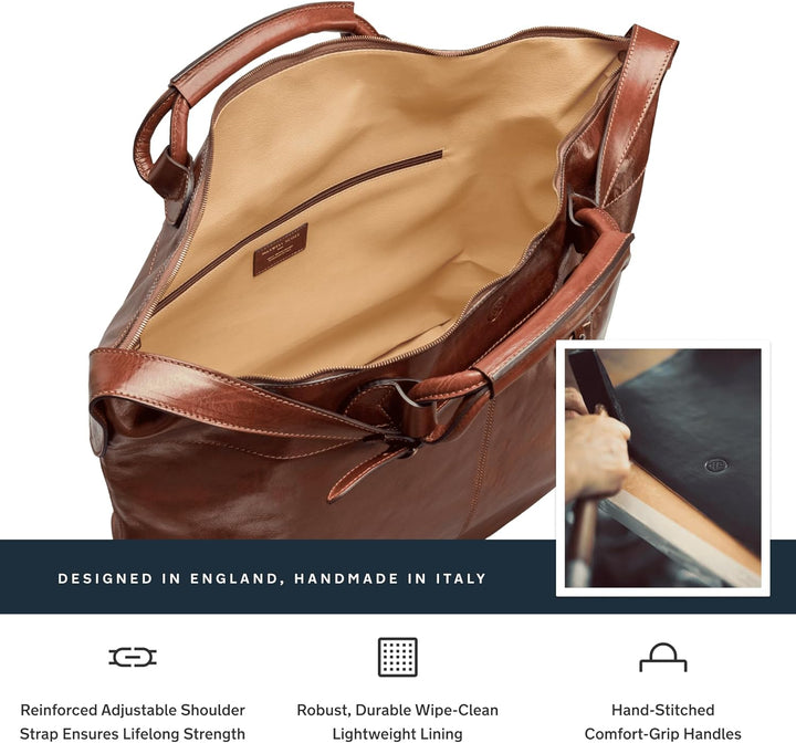 Maxwell-Scott Italienische Leder Reisetasche Fabrizio in Cognac Braun, Cognac Braun