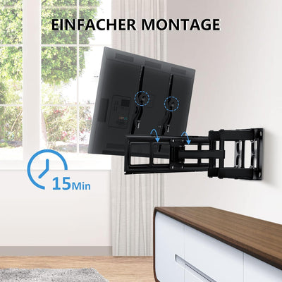 Ribelli® TV Wandhalterung Schwenkbar Neigbar max.VESA 600x400mm für 32 – 84 Zoll, TV Halterung, Flac
